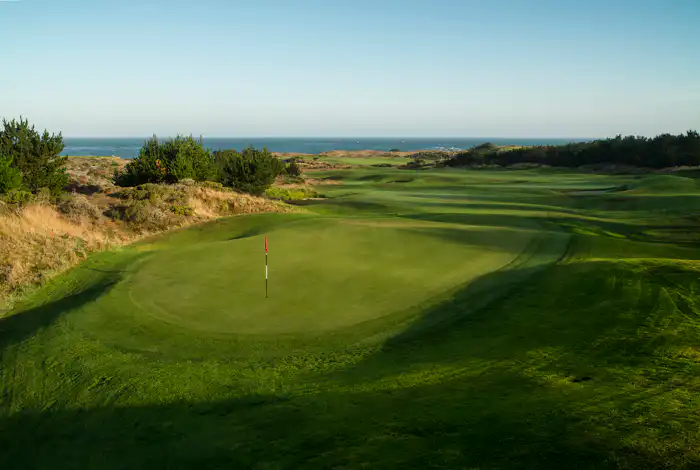 Hole 6 at The Links at Spanish Bay® — coastal dunes and Pacific exposure define this true links-style layout.