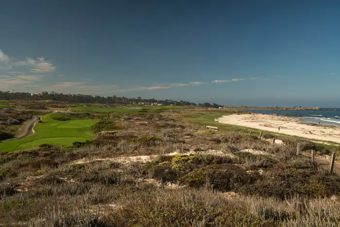 The Links at Spanish Bay® before its Gil Hanse-led transformation — firm, fast links turf along the 17-Mile Drive.