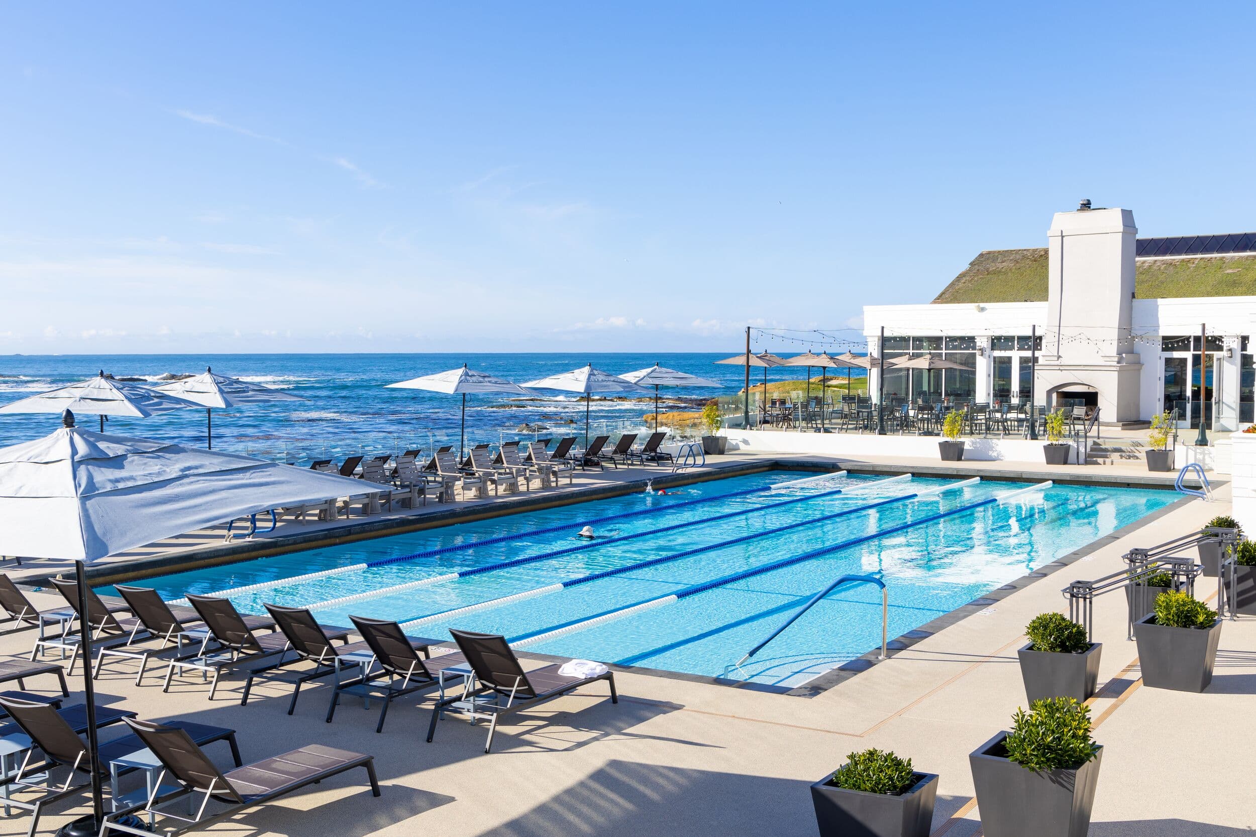 The Beach & Tennis Club outdoor pool, Pebble Beach, CA — heated pool on 17-Mile Drive